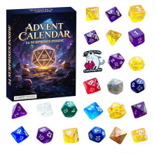 Christmas Advent Calendar Blind Box Dice D&D 24-Day Countdown with Surprise Trinkets and Mini Dice