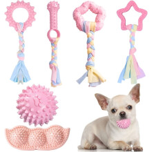 Puppy Teething Chew Toys 6-Pack – Cute Pink Chew Toys for Puppies