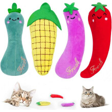 Cat Grass & Catnip Vegetable Toy 4-Pack – Chew Tooth Cleaning Indoor Toys for Cats