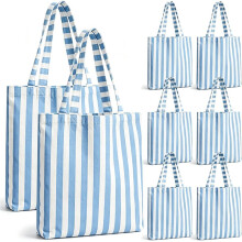 Striped Canvas Tote Bag for Women, Reusable Grocery Shopping Bag, Beach Summer Trip Tote, Bridesmaid Proposal Gift