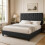 GarveeMore Upholstered Bed Frame, Adjustable Headboard, Dark Grey, Double 1