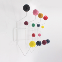 Wooden coat hook, ball, coat rack with 14 hooks, wall coat rack, clothes rail with colored balls, coat rack for entrance, bedroom, bathroom