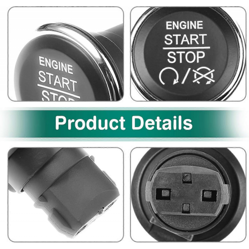 Keyless Ignition Push Button Engine Start Stop Switch Compatible with Jeep Grand Cherokee Dodge Challenger Chrysler 300 Black 1