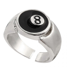 Billardkugelring, silberplattiert, Retro-Charm, Billardringe, Fingerschmuck