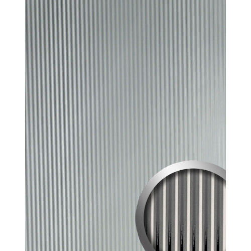 WallFace 29202 WAVE 12 Silver Design panelling metal look mirrored silver 2,6 m2