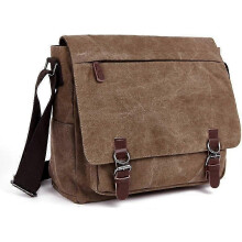 Sac bandoulière homme café, modèle 2025, en toile.