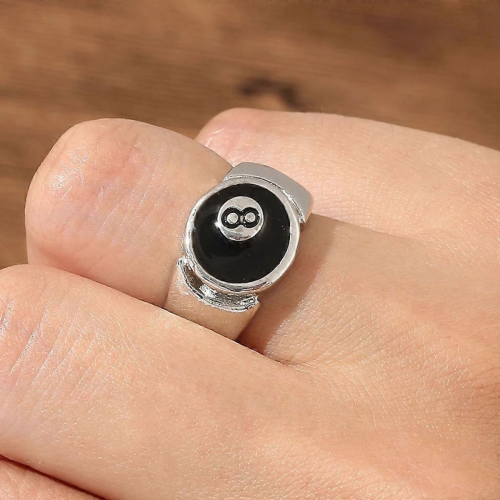 Billardkugelring, silberplattiert, Retro-Charm, Billardringe, Fingerschmuck 1
