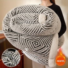 (39x59in, Ivory) Double-layer Minimalist Reversible Blanket Flannel & Sherpa Nordic Living Room Bedroom Throw