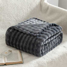 (paopao dark grey, 200x230cm) 3D Bubble White Plush Blanket Textured Flannel Fleece Soft Warm Cozy Couch Throw Blanket Gift Plaid - Soft Throw Blanket