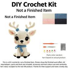 Crochet Reindeer Plush Toy Craft Kit For Adults And Teens - Includes Blue Yarn And Step-by-Step Photo Tutorial, White Reindeer