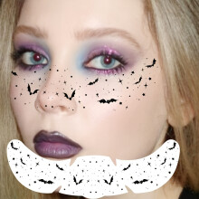 (1 Sheet) 1 Sheet Face Freckle Tattoo | Halloween Temporary Tattoo Party Supplies, Realistic Bat Star Fake Tattoo For Face Witch Vampire