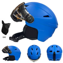(Blue, L(59-61cm)) Ski Helmet With Ski Goggles - High Quality, Adjustable Straps, Ventilated Design For Outdoor Sports, Skiing, Snowboarding