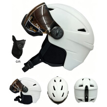 (White, L(59-61cm)) Ski Helmet With Ski Goggles - High Quality, Adjustable Straps, Ventilated Design For Outdoor Sports, Skiing, Snowboarding