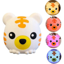 Lampka nocna Animal Tiger z silikonu, ładowalna przez USB, zmieniająca kolor