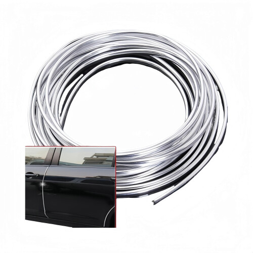 6m Chrome Trim Strip for Car Doors - Edge Scratch Guard & Styling Silver