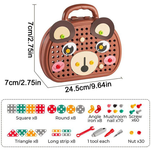 Educational Tools Toy With Drill Children Gift Wooden Tool Set Building Block 1