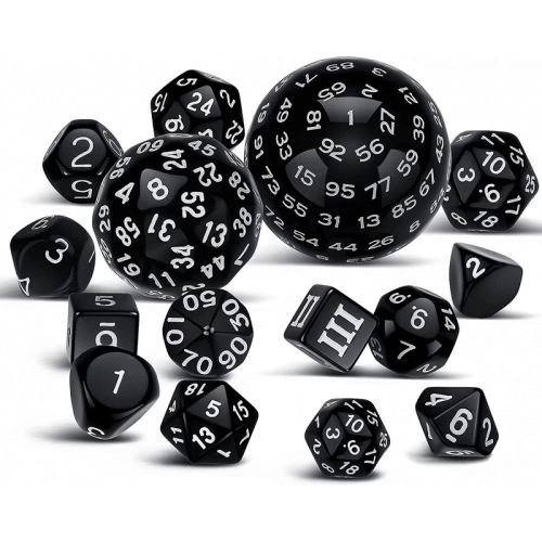 15Pieces Complete Polyhedral DND Dice Set D3-D100 Spherical Dice Set,100 Sides Dice Set for Role Pl