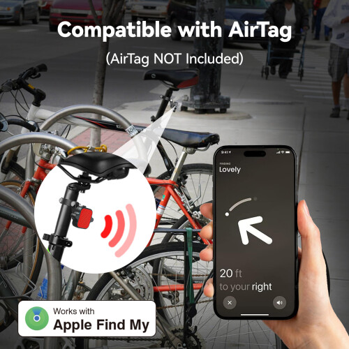 Multi-Function Bike Tail Light with AirTag-Compatible Bike Tracker - High Brightness LED Safety Light for Night Cycling, Mount 2