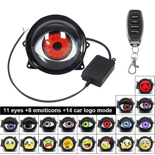Universal 3 Inch LED Lens Devil'S Eyes Dynamic 33Mode Remote Controller 12V Car Headlight Cool Lamp LED Ambient Light B 2