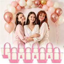 Canvas Tote Bags Bulk, Reusable Small Tote Bag with Top Zipper, DIY Party Favor