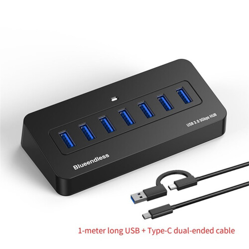 Blueendless Hub USB-A Multiportas 7 em 1 Tipo C com Cabo de 1,0 M 1