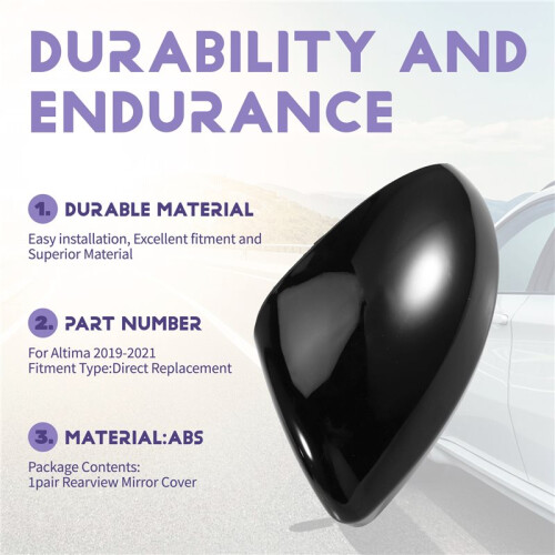 Car Rearview Mirror Cover Side Mirror Trim Cap Replacement Shell for  Altima 2019-2021 2