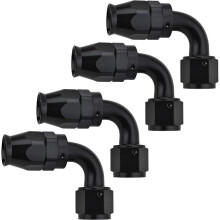 4pcs AN6 Hose Fitting (90-Degree, Black) - Aluminum Fuel Connection Kit,Oil Cooler Fitting
