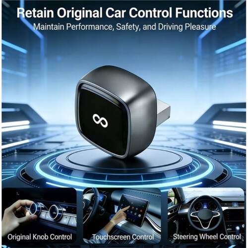 2-in-1 Wireless CarPlay Adapter Support for IOS & Android Auto,   USB A & USB C Dongle Convert Wired to 2