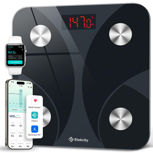 Etekcity Body Weight Scale, Bluetooth, Phone App, BMI, Ash-black 1
