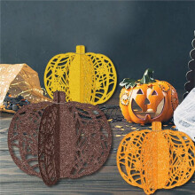 9Pcs 3D Paper Pumpkin Centerpieces Hollow-Out Spider Web Table Topper for Halloween Thanksgiving Fall Party Home Decor
