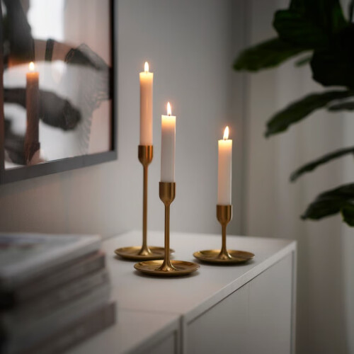 IKEA FULLTALIG Candlestick Set of 3 Brass 1
