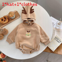 (Khaki ,73cm)Pezzo unico manica lunga bambino con materiale spesso e cappuccio Natale per