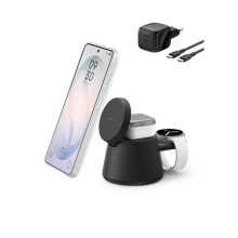 Ultra. Estación de Carga Inalámbrica 3-en-1 con Qi2 25 W - Negro - Black - USB Tipo C
