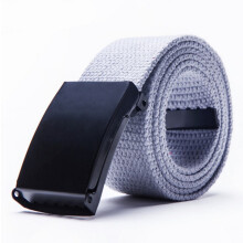 (Light Gray)Cintura unisex in tela con chiusura automatica e design tinta unita per uso quotidiano