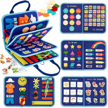 hahaland Montessori Busy Board for Children of 3+ Years Old, Activity Sensory Book Offers Preschool Educational Skill Learning