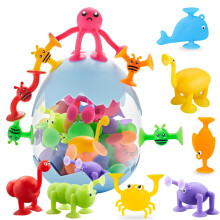 Suction Toys, 40Pcs Kids Building Toys Sensory Sucker Toy, Baby Animal Shape Stress Release Travel Window Toy