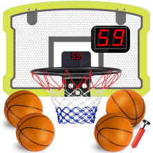 TEUVO Mini Basketball Hoop Toys for Kids Indoor Basketball Hoop for Door Bedroom with Automatic Scoring 4 Balls Wall Mounted Outdoor Mini Hoop Sport