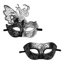 Oidea Couples Masquerade Mask Set: Shiny Rhinestones Metal Mask Butterfly Costume Ball Prom Party Venetian Mardi Gras Mask