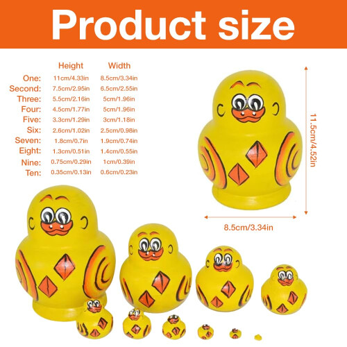 Duck Russian Nesting Doll, 10PCS Russian Nesting Dolls, Yellow Duck Russians Dolls 2