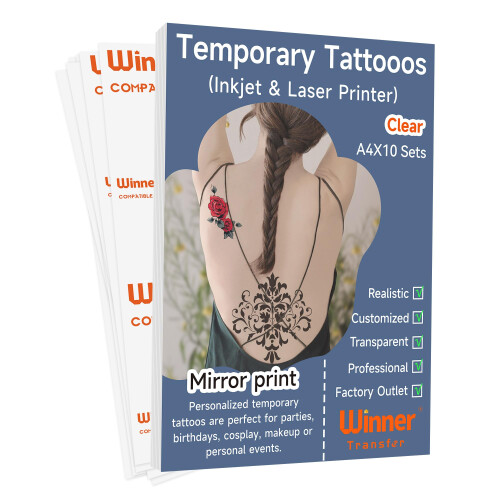 Clear Temporary Tattoos A4 10 Sets(WT-Tattoo-1.0-10)