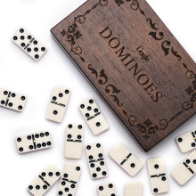 Dominoes Set for Adults, Double Six Dominos Set for Classic Board Games, 28 Pieces Dominoes Includes a Natural Wooden Box