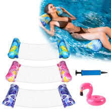 3 Pack 4-in-1 Pool Hammock Floats for Adults with Pump & Coaster