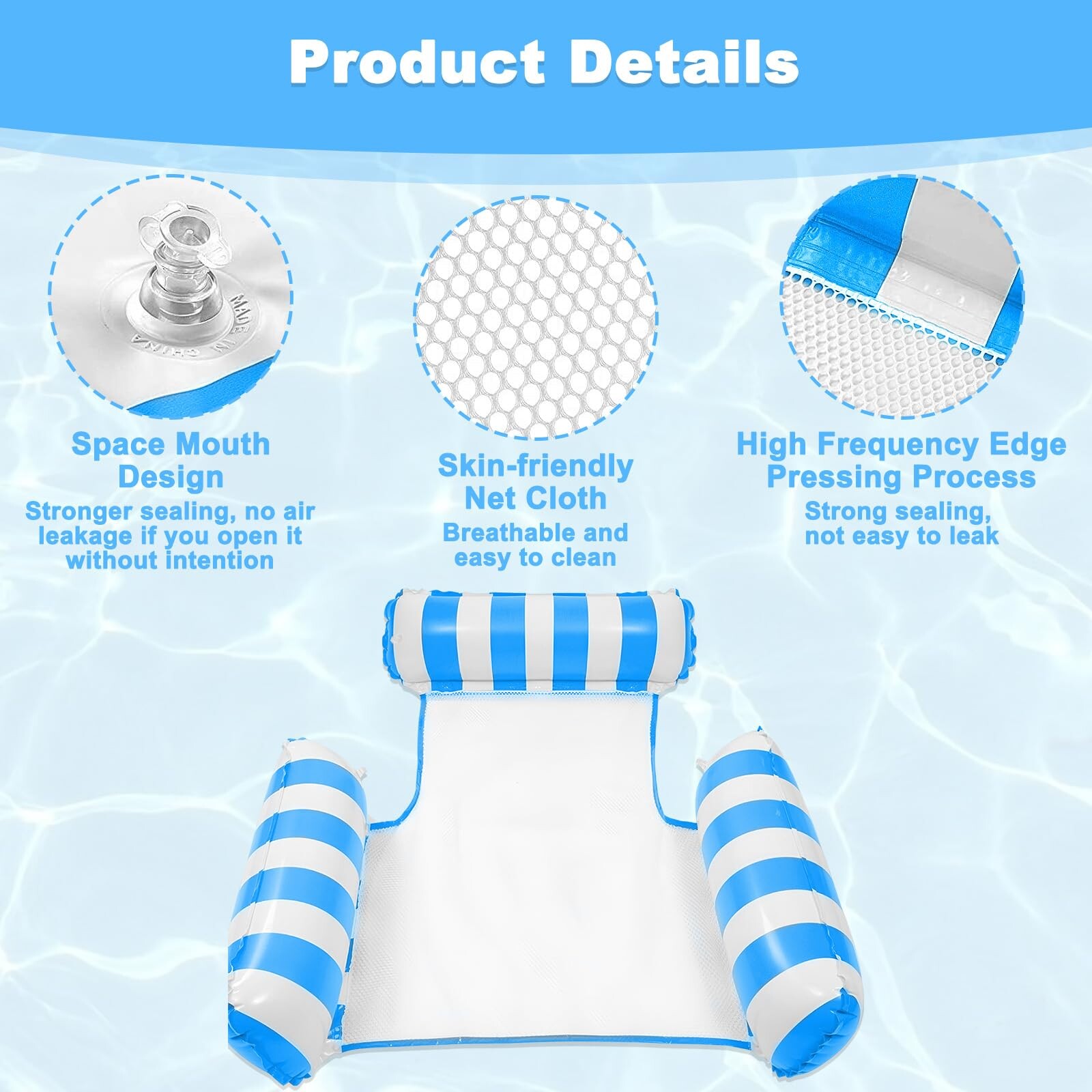 2 Pcs 4 in 1 Inflatables Pool with Manual Air Pump, Adults Inflatable ...