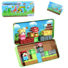 Travel Magnet Building Blocks, 35PCS Christmas Mini Magnetic Blocks, Portable Iron Box as Building Base (Village style)