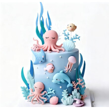 Under the Sea Ocean Birthday Cake Decorations Sea Ocean Party Favor Supplies for Sea Ocean Theme Shower Birthday Party