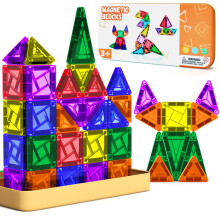 Mini Magnetic Tiles 26 Piece - Magnet Building Tiles, Travel Magnetic Tiles for Kids, Ideal Activities Travel Toys for Kids