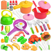 Kids Kitchen Playset, 66PCS Toddler Pretend Cooking Toys with Pots and Pans, Play Food, Utensils,Cookware
