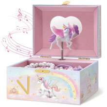 Lolalet Unicorn Musical Jewelry Box Gift for Girls Kids(Box Only) -Letter V
