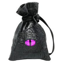 Haxtec Dragon Eye Dice Bag for DND,PU Leather D&D Dice Pouch,Black Purple-M