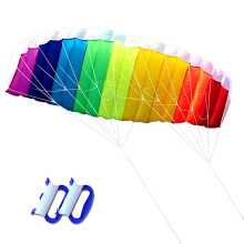 LUFEIS Dual Line Stunt Kite, 1.4m Rainbow Stunt Kite with Control Handles & 30m Line, Easy to Fly for Adults and Beginners